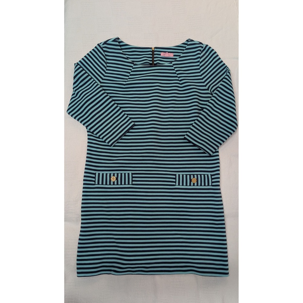 Lilly Pulitzer Charlene Shift Dress XL Tropez Blue Ottoman Stripe